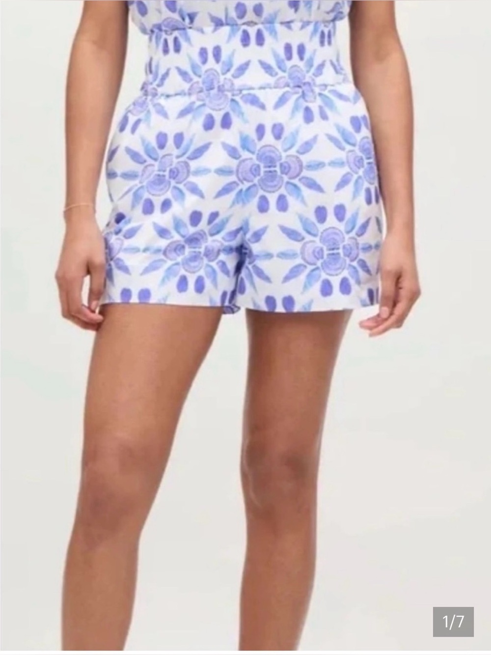 Hill House The Livie Nap Shorts in a blue shell mosaic cotton print size XS